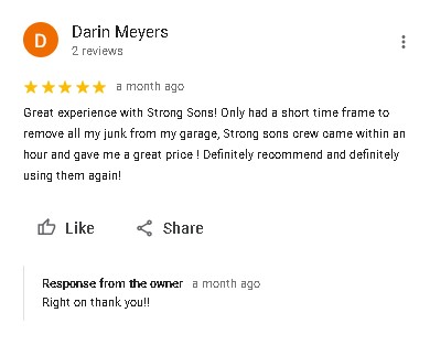 Strong Sons Junk Removal Review